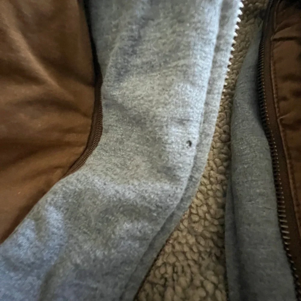Levis Field Jacket Men L Brown Military Sherpa Lined Hooded Canvas Utility Coat